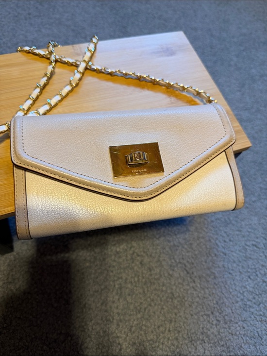 Handbags - Kate Spade wallet, beige leather I added a chain for Crossbody